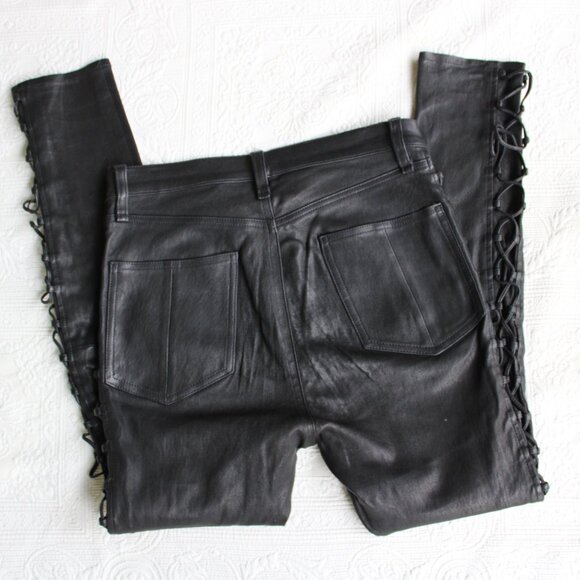 RAG & BONE black KIKU STRETCH LACE-UP LEATHER LEGGING PANT JEAN Vintage hippie - Picture 8 of 11